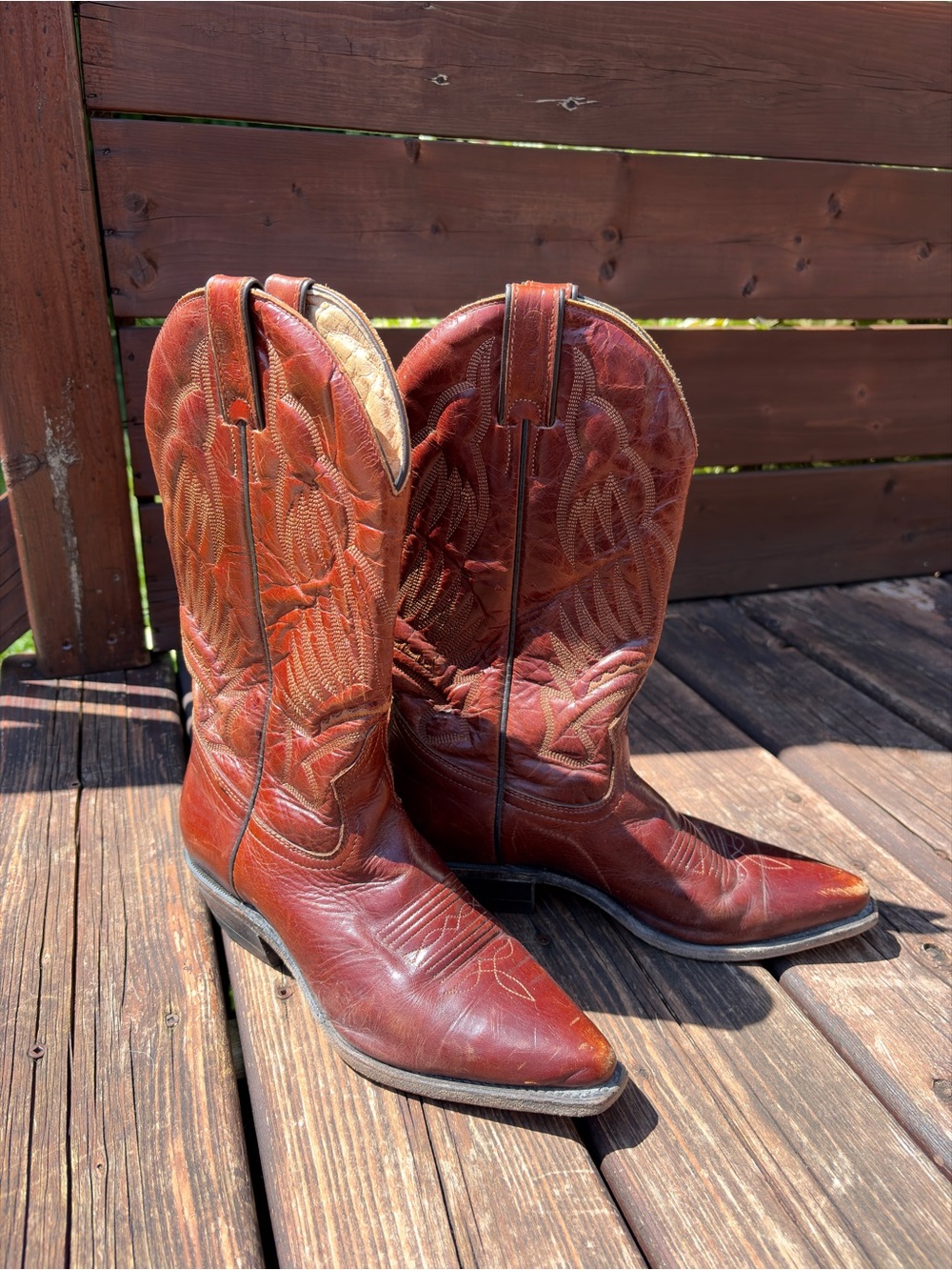 Men's Red/Brown Leather Cowboy Boots